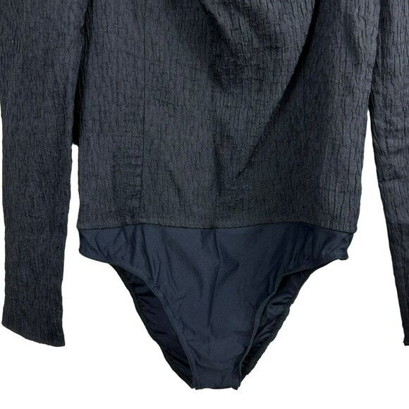 Zara Black Textured Bodysuit Top Square NecK Soft Small Size Large - Picture 8 of 15